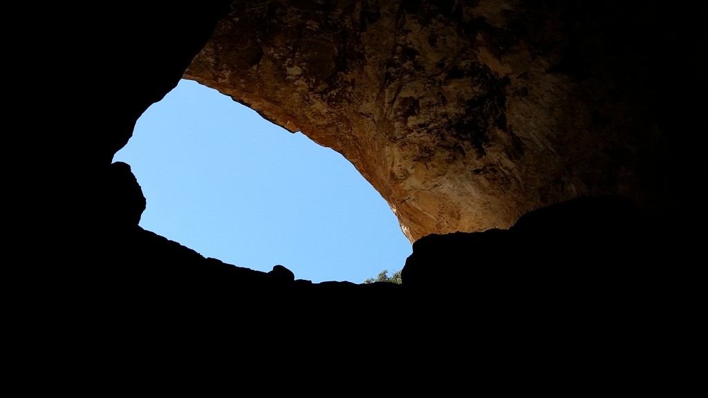 view of entrance to cave, taken from inside the cave